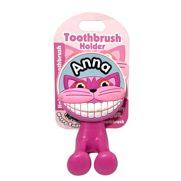 Happy Smiles Personalized Kids Toothbrush Holder Anna Cat Kitty - Picture 1 of 4